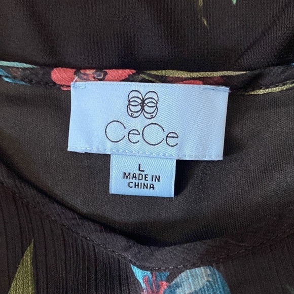 CeCe Expressive Lillies Ruffle Sleeve Mixed Media Minidress NWOT - Picture 7 of 8